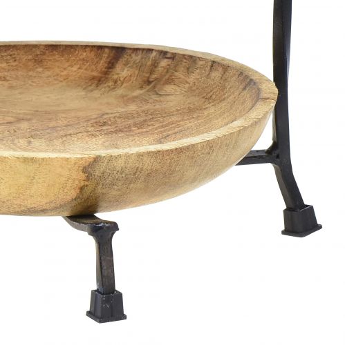 Floristik24 2-lags kagestativ Træ Naturmetal Sort Ø19cm H40cm
