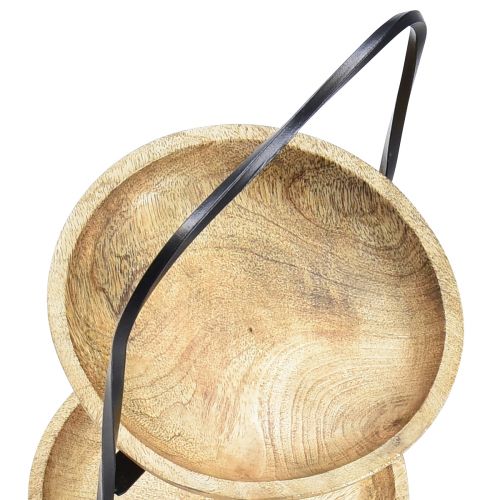 Floristik24 2-lags kagestativ Træ Naturmetal Sort Ø19cm H40cm