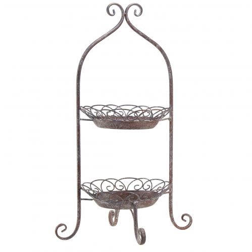 Metal etagere 2-lags brun hvid Ø25,5cm 63,5cm