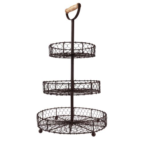 Floristik24 Vintage etagere metal brun 3 etager Ø28,5cm H53cm