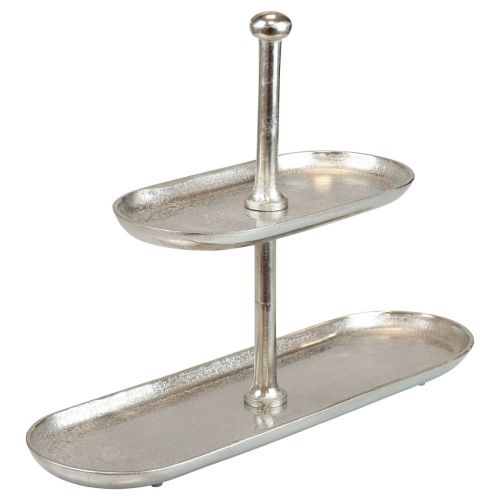 Floristik24 Kagestand vintage metal sølv borddekoration 2 etager 52×16×39cm