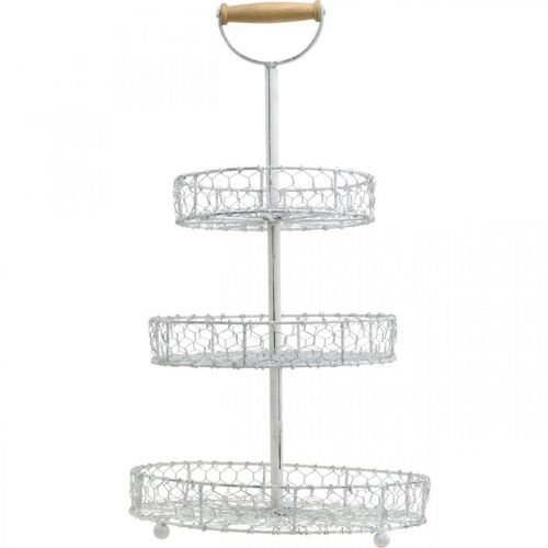 Floristik24 Kageholder lavet af gitterkurve, metaldekoration vasket hvid Shabby Chic H54cm Ø30/25/20cm