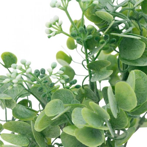 Floristik24 Bryllupsdekoration Kunstige Eukalyptusgrene med blomsterdekoration Buket Grøn, Hvid 26 cm