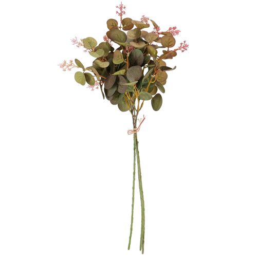 Artikel Kunstige eukalyptusgrene med lyserøde blomster, 45 cm, 3 stk.