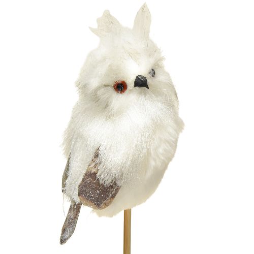 Floristik24 Ugle på pinden hvid 9 cm L48cm