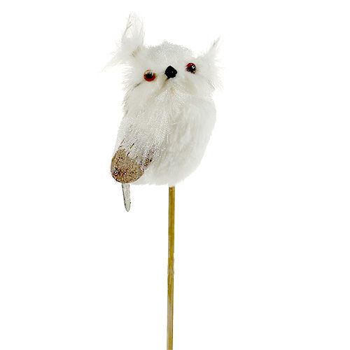 Ugle på pinden hvid 9 cm L48cm