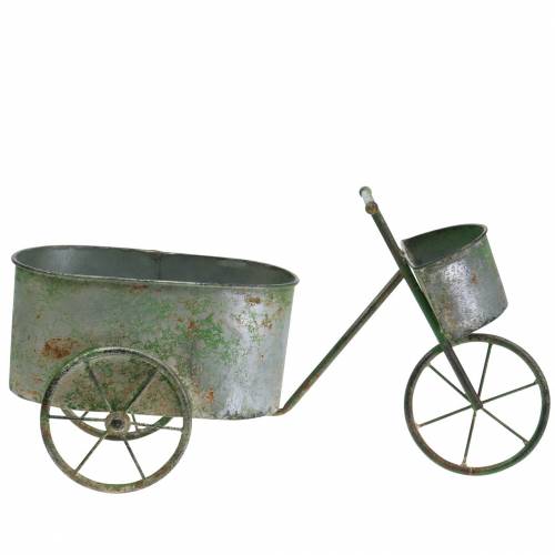 Floristik24 Urtepotte cykel zinkgrå, grøn 40 × 14 × 21cm