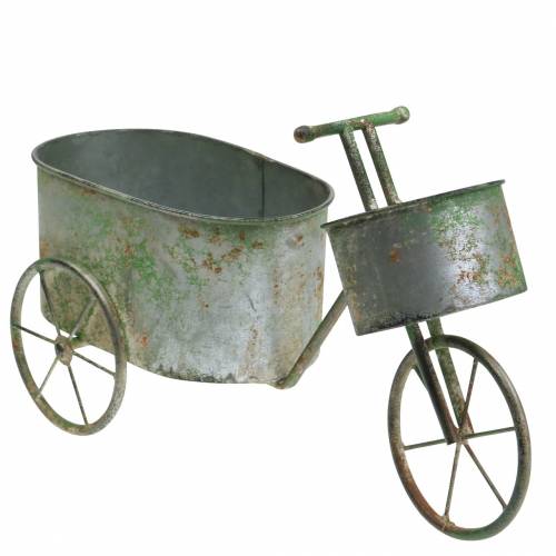 Floristik24 Urtepotte cykel zinkgrå, grøn 40 × 14 × 21cm