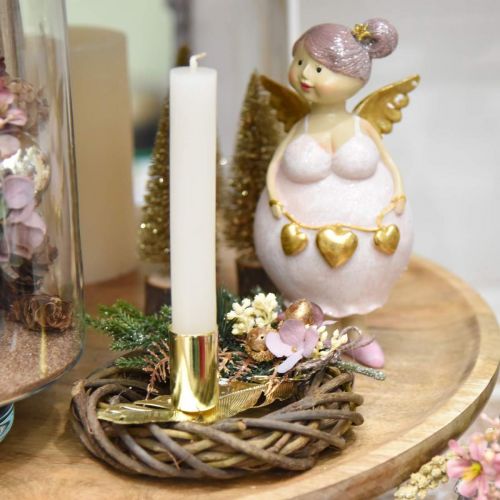 Floristik24 Lysestage på foråret, metaldekoration, lysestage, adventsdekoration gylden Ø2,2cm L13cm 4stk