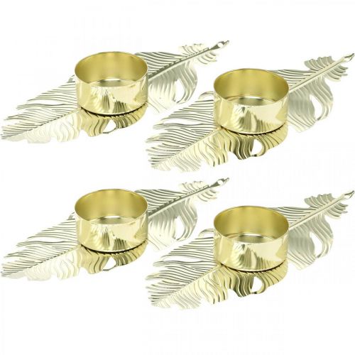 Floristik24 Lysestage på foråret, metaldekoration, lysestage, adventsdekoration gylden Ø2,2cm L13cm 4stk