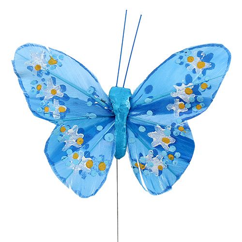 Floristik24 Fjeder-sommerfugl 8,5 cm farvet sort. 12stk