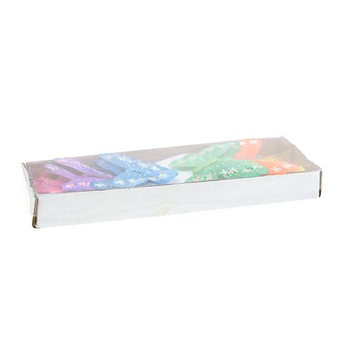Floristik24 Fjeder-sommerfugl 8,5 cm farvet sort. 12stk