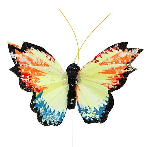 Floristik24 Fjer sommerfugl 9 cm assorteret 12stk