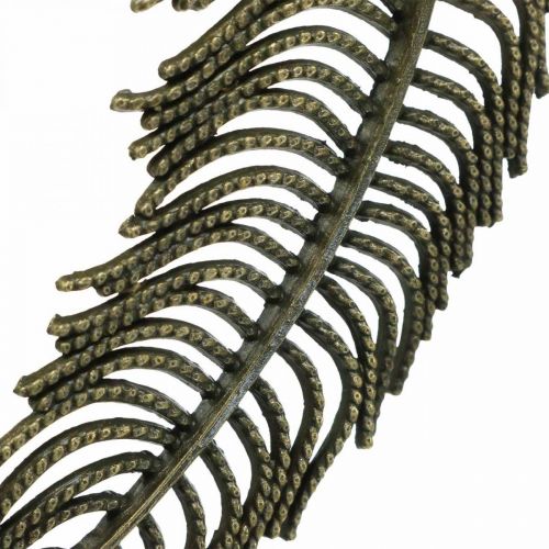 Artikel Dekorative fjer, smykkevedhæng, metalfjer, scatter dekoration bronzefarvet L8cm 10 stk.