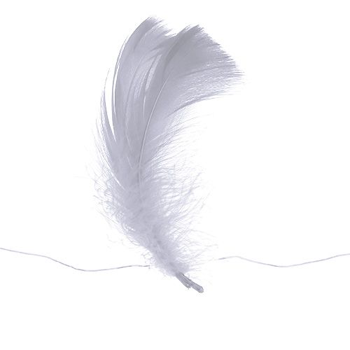 Floristik24 Fjeder på wire Hvid 10m