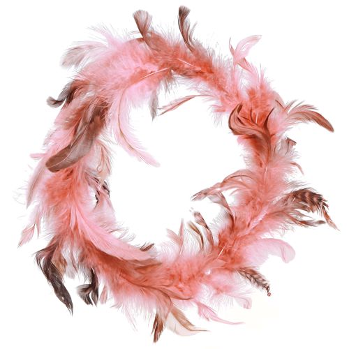 Artikel Fjerkrans lavet af fasanfjer dekoration i pink Ø20cm 3 stk.