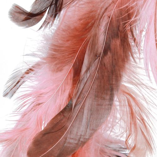 Artikel Fjerkrans lavet af fasanfjer dekoration i pink Ø20cm 3 stk.
