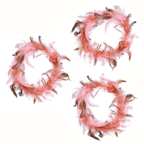 Artikel Fjerkrans lavet af fasanfjer dekoration i pink Ø20cm 3 stk.