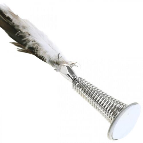 Artikel Plume på metalfjeder Forårsdekoration Ægte fjer 25cm 5stk