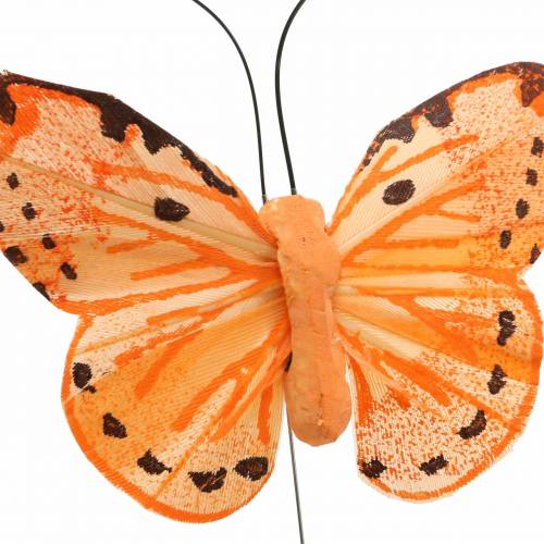 Floristik24 Sommerfugl gul orange på tråd 7 cm tråd 24 stykker