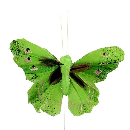 Artikel Fjer sommerfugl 8,5 cm grøn 12stk