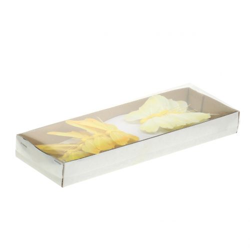 Floristik24 Fjer sommerfugle gul 8,5cm 12stk