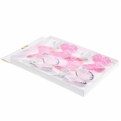 Floristik24 Sommerfugl på klip pink 6cm 10 stk