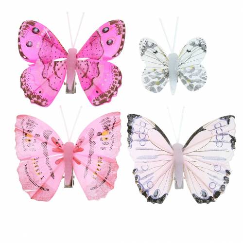 Floristik24 Sommerfugl på klip pink 6cm 10 stk