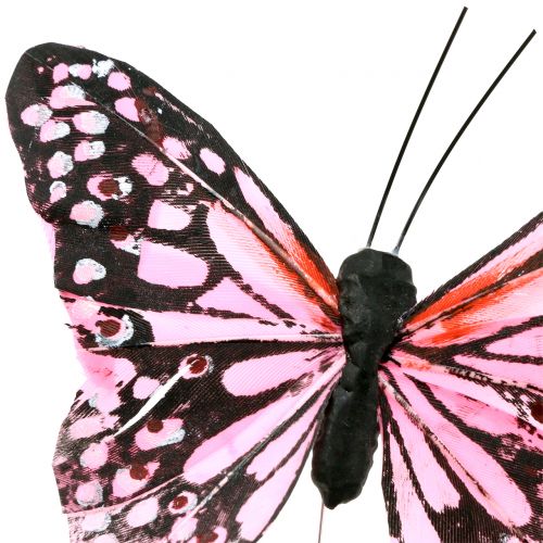 Floristik24 Sommerfugl på tråd pink 11cm 12stk