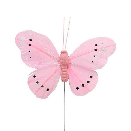 Floristik24 Fjer sommerfugle forskellige farver 8 cm 24p