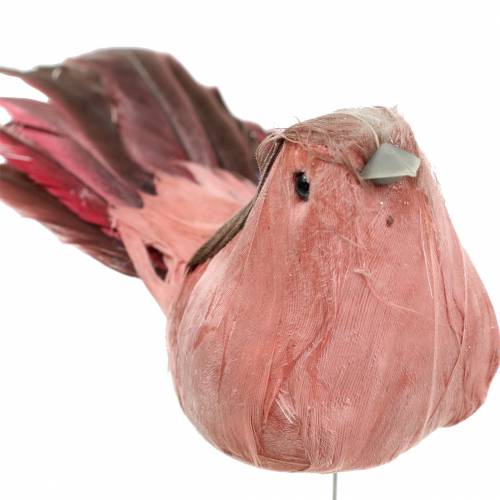 Floristik24 Fjerfugl på tråd pink 12cm 4stk