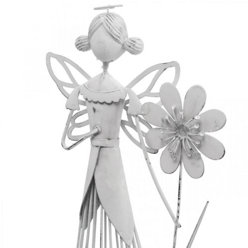 Floristik24 Forårsdekoration, blomsterfe som lanterne, metal borddekoration, alf med blomst hvid H32,5cm