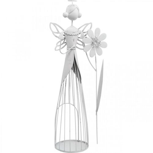Floristik24 Blomsterfe med blomst, forårsdekoration, metallanterne, blomsterfe lavet af metal hvid H40,5cm