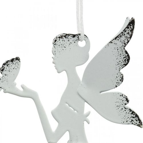 Floristik24 Hængende nisse deco metal hvid Ø7,5cm H12cm 4stk