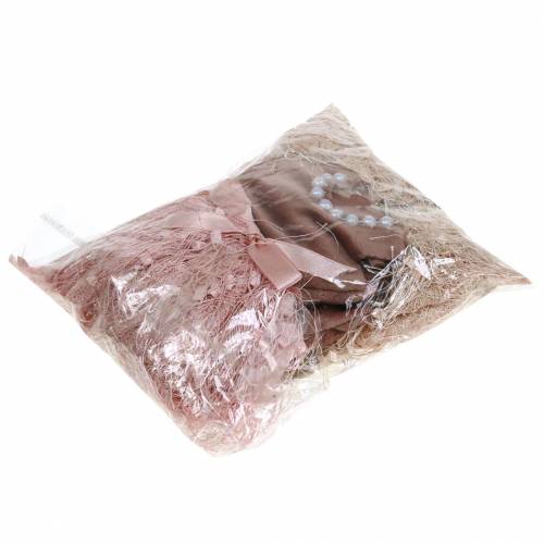 Artikel Julepynt nissekjole på bøjle pink, brun/creme 16cm 4 stk assorteret