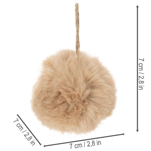 Dekorativ pompon til ophæng, blød pelsbold, 7 cm, 6 stk. | Floristik24.dk