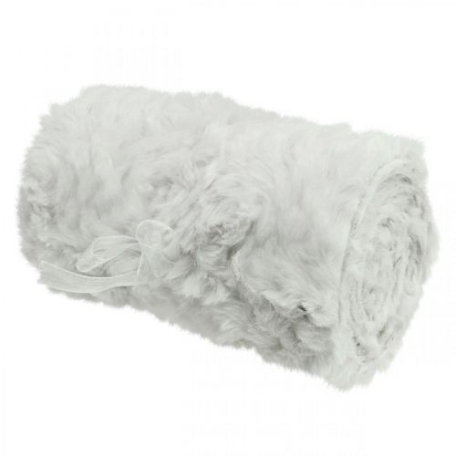 Bordløber, hvid imiteret pels, bordløber, dekorativ pels 15×200cm
