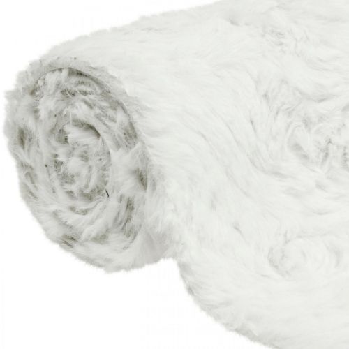 Hvid imiteret pels bordløber, dekorativt pels bordbånd 15×200cm