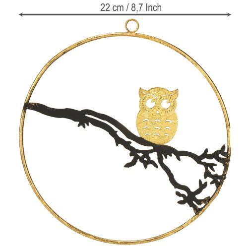 Artikel Vinduesdekoration ugle på gren efterår, dekorativ ring metal 22cm
