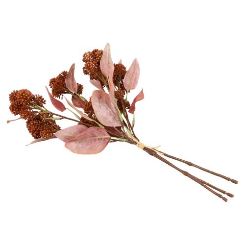 Artikel Fed Høne Rød Sedum Stengrøde Kunstige Blomster 41cm 3stk