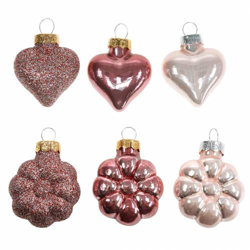 Floristik24 Mini juletræ dekoration mix assorteret glas pink, pink 12 stk