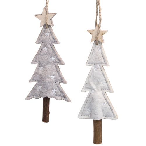 Filt juletræspynt beige creme 17cm 6 stk