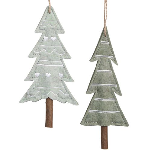 Floristik24 Filt juletræspynt grøn H20cm 4 stk