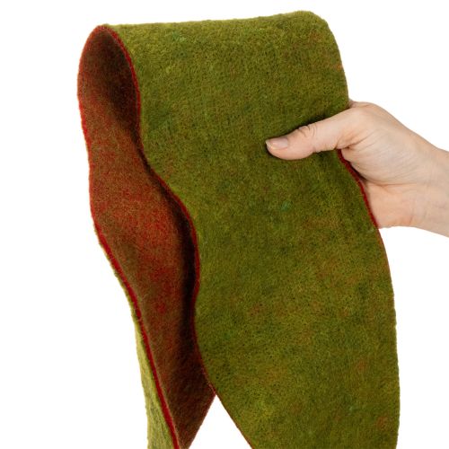 Uldfiltbånd som tofarvet pottebånd til blomsterdekorationer, grøn/rød, 15 cm x 5 m | Floristik24.dk