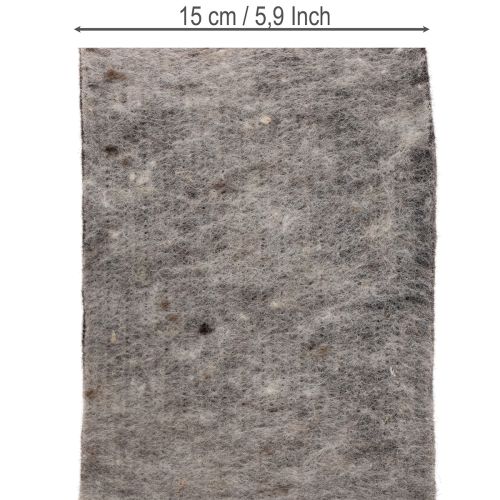 Tofarvet uldfilt-hængsel til potter, grå/sort, 15 cm x 5 m | Floristik24.dk