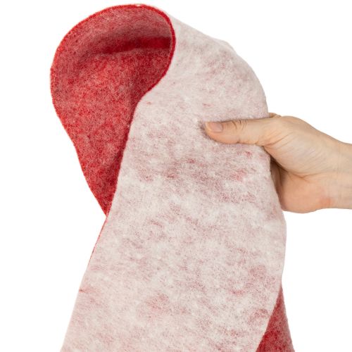 Artikel Filtbånd, 100% uld, tofarvet, som grydelapper, filtbånd hvid/rød, 15 cm x 5 m