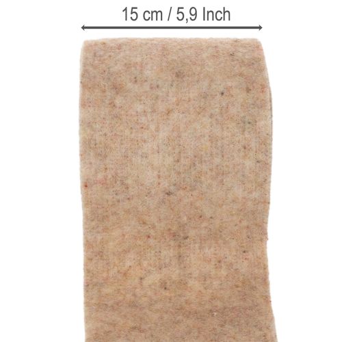 Uldfiltbånd, tofarvet, sælges i metermål til kreative projekter, brun/hvid, 15 cm x 5 m | Floristik24.dk