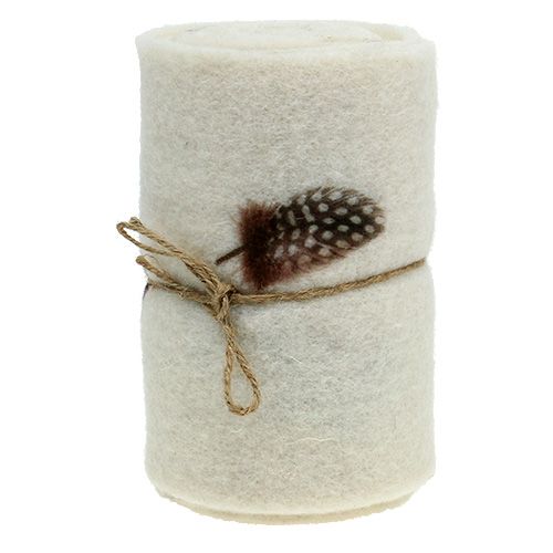 Floristik24 Felt båndcreme med mønsterfjeder 15cm 2m