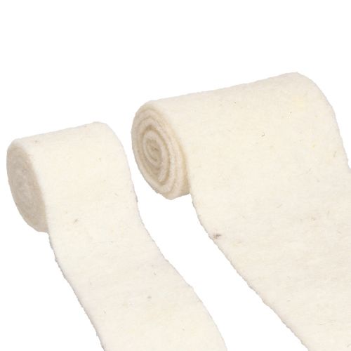 Floristik24 Filtbånd Uldbånd Hvid B7cm/15cm L100/100cm Sæt med 2 stk.