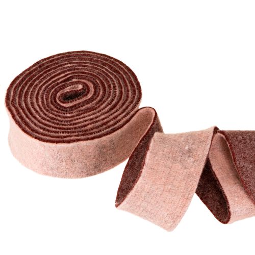Artikel Filtbånd tofarvet pottebånd uldfiltbånd pink rød 7,5 cm 5 m